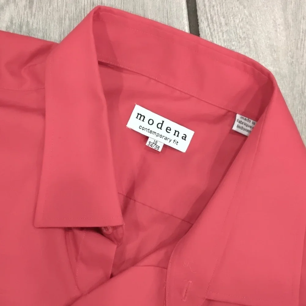 Modena Men's Coral Contemporary‎ Fit Dress Shirt Size Large
